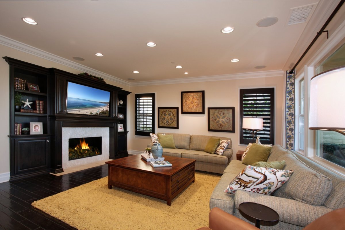 Стиль гостиной с камином