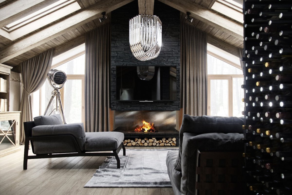 Камин интерьер Shale