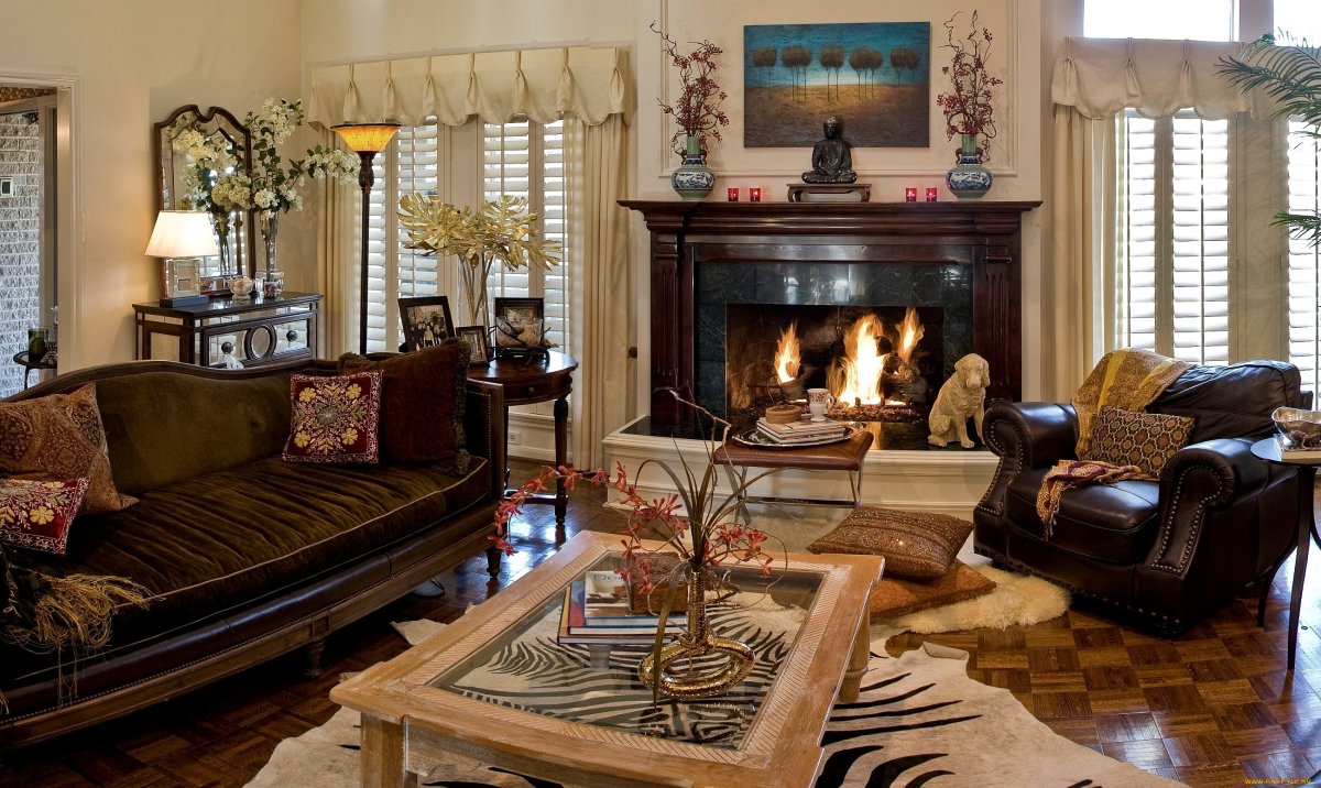 Гостиная с камином