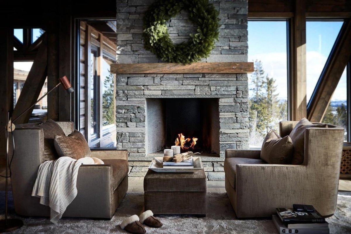 Современная русская печь с камином