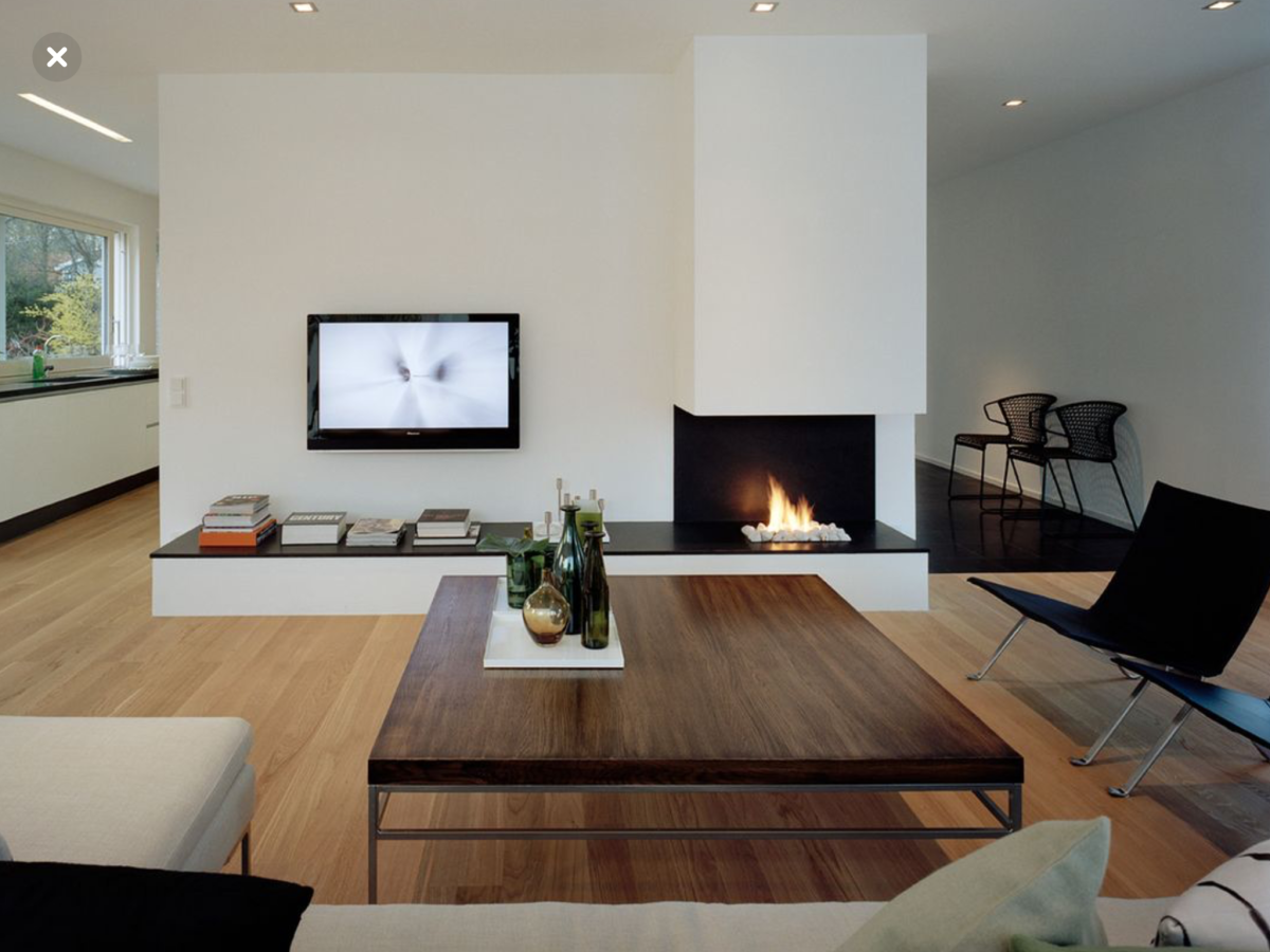 Гостиная с камином Минимализм