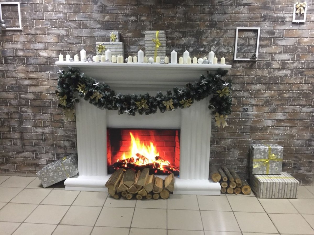 Имитация камина из декоративного камня