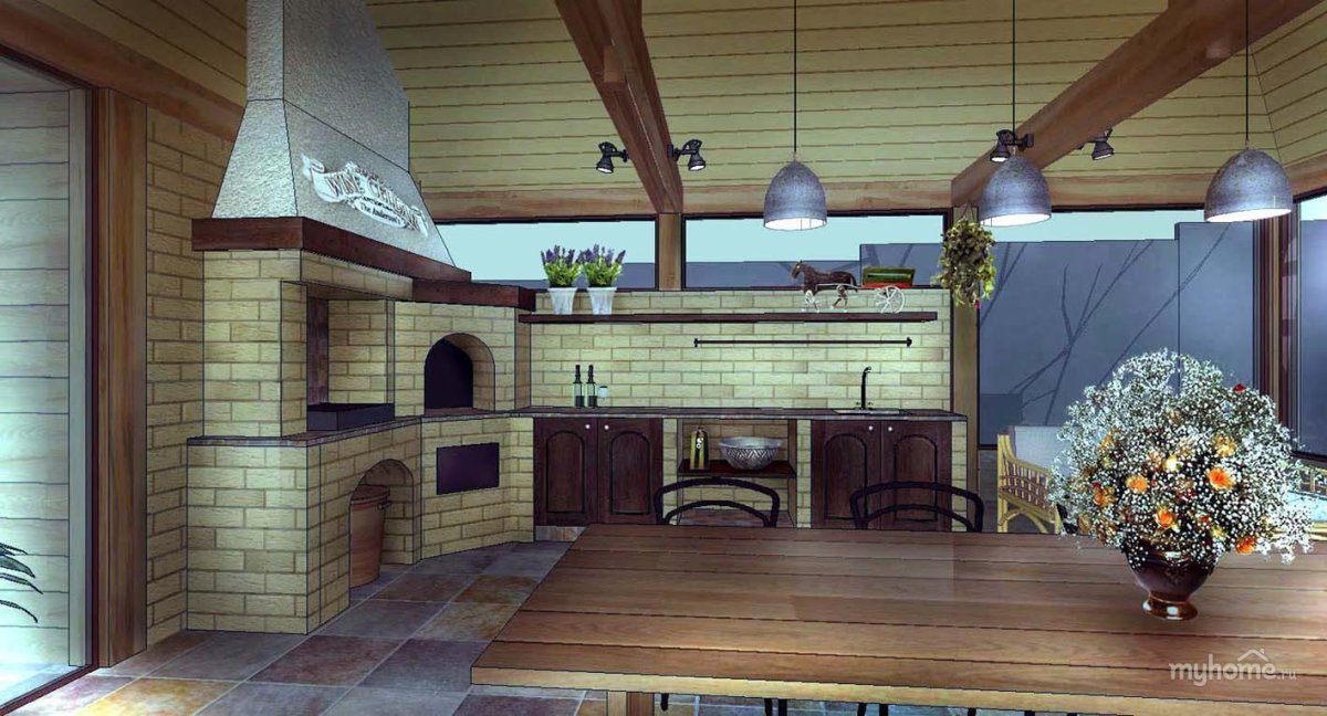 Беседка с камином