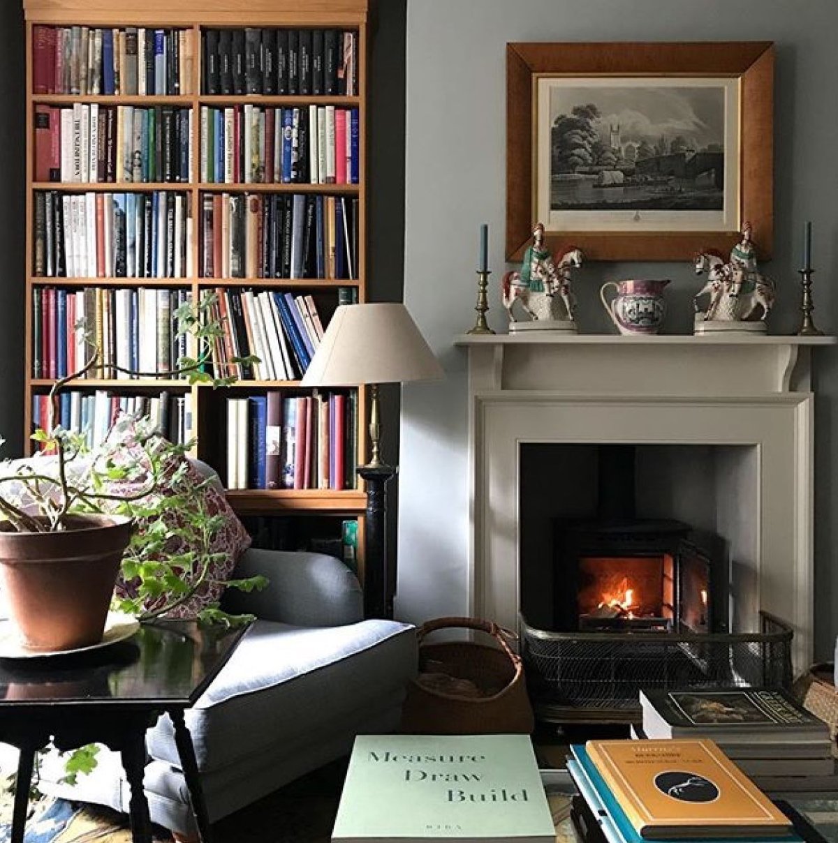 Камин с книжными полками