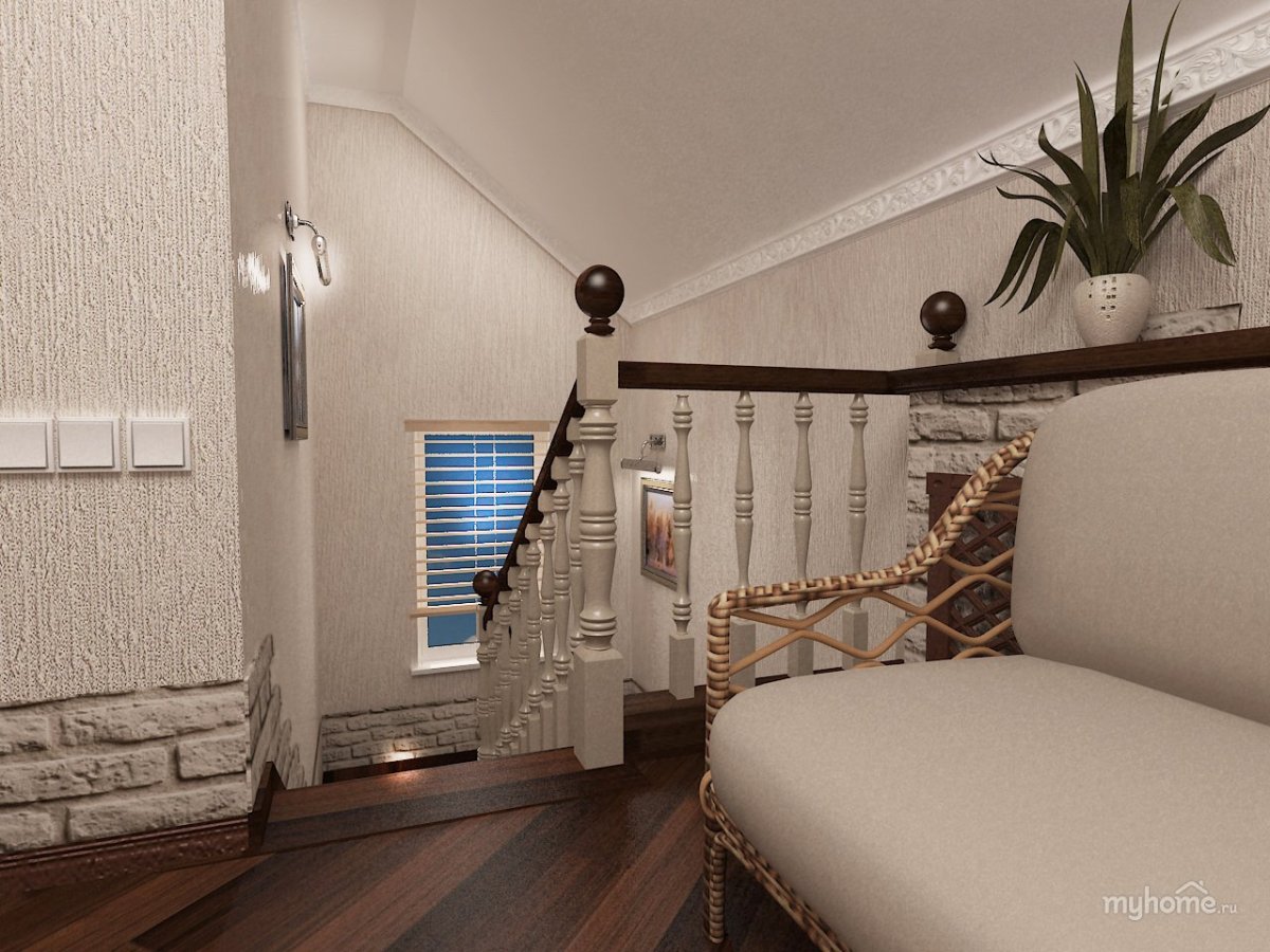 Холл второго этажа в частном доме