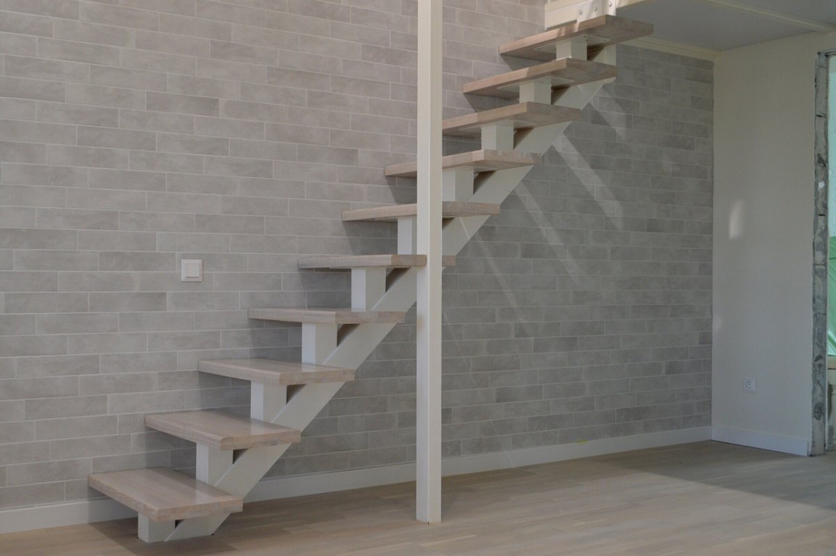 Лестница на монокосоуре серого цвета