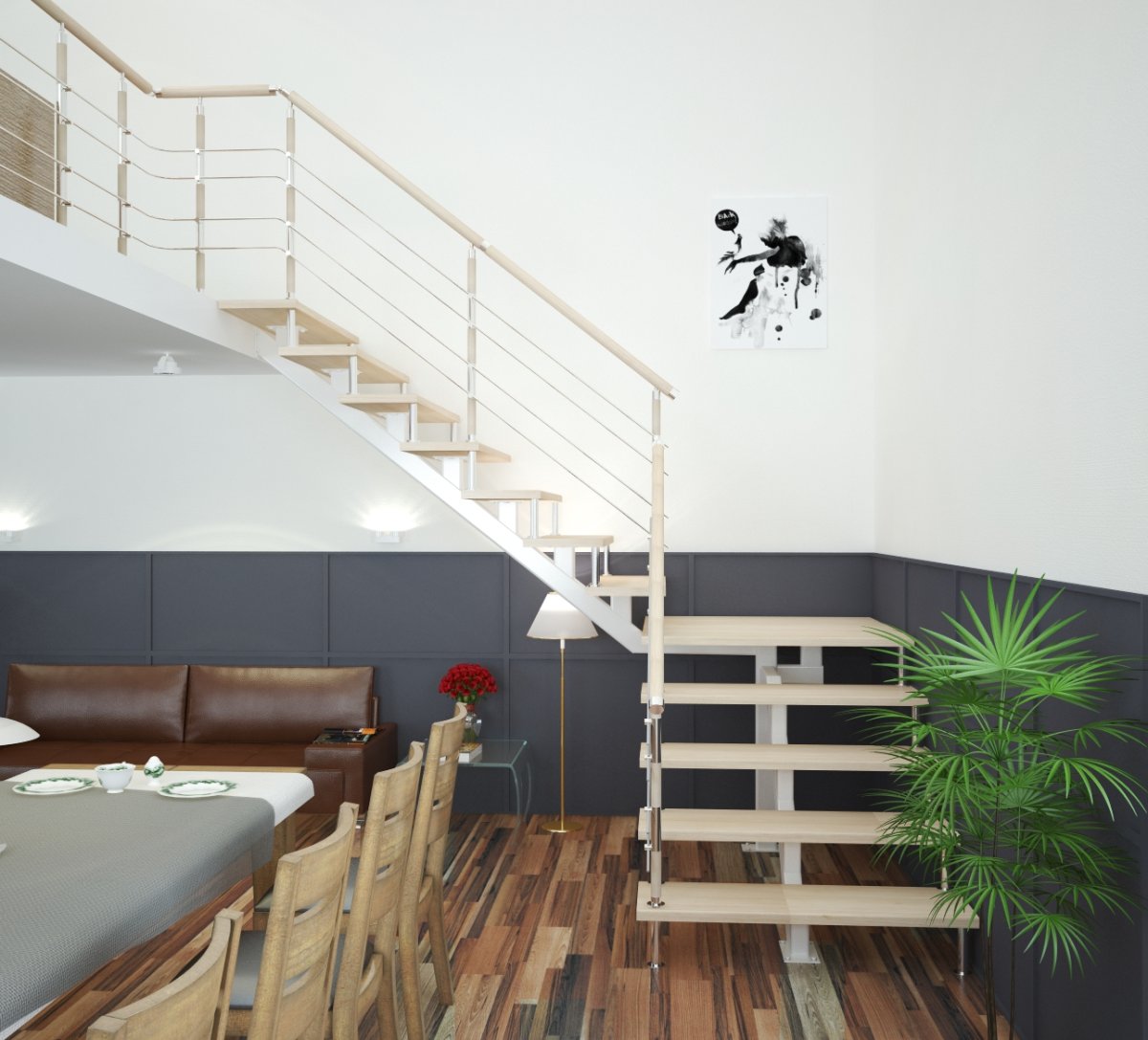 Лестницы на металлокаркасе на монокосоуре