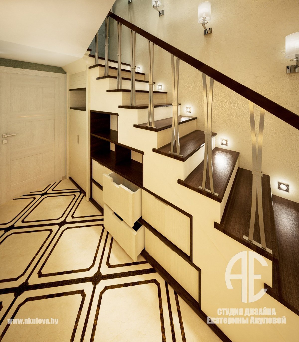 Освещение лестницы в частном доме