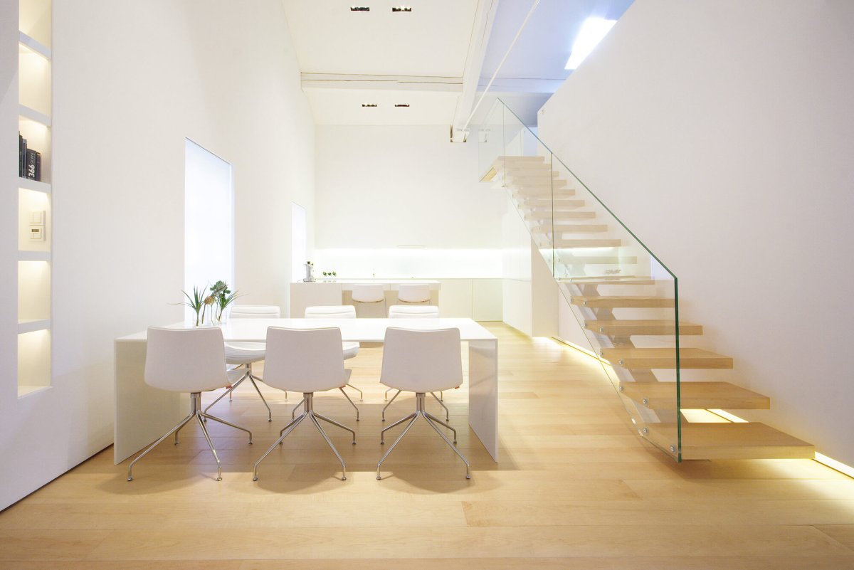 Интерьеры домов Минимализм с лестницей