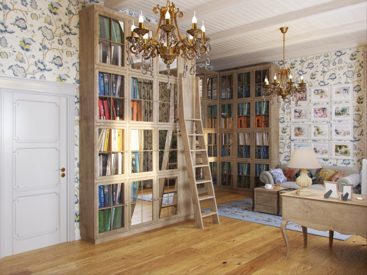 Книжные полки в старинном стиле
