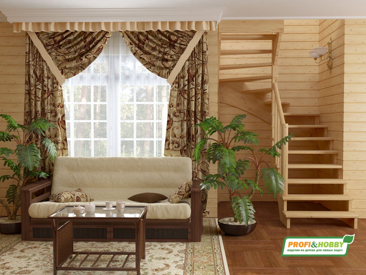 Лестница к-004м 1 п с подступенками сосна 7 уп