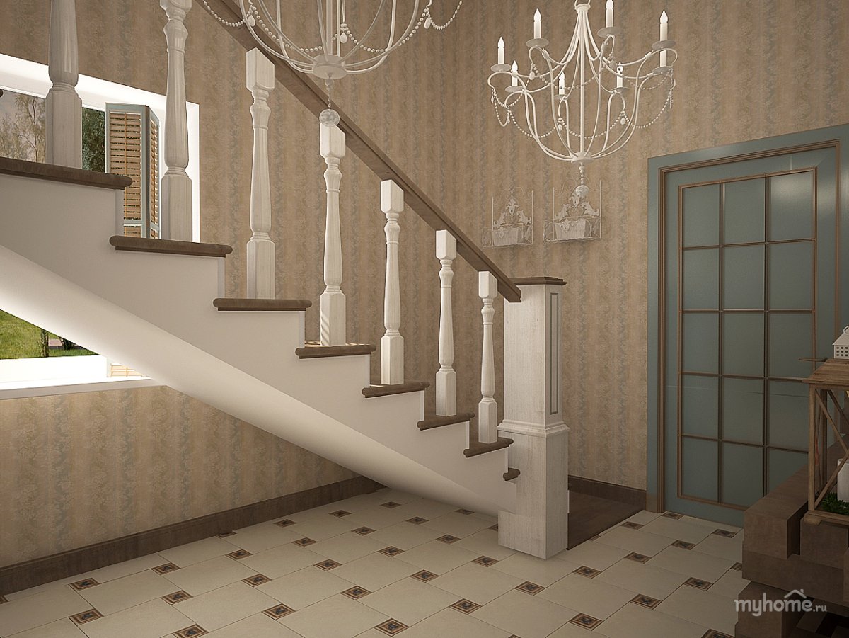 Деревянная лестница в стиле Прованс