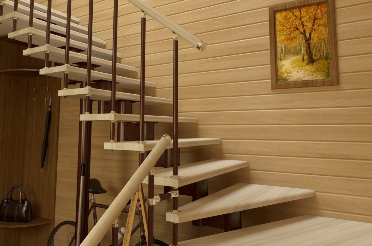 Лестница меж этажная металдерево