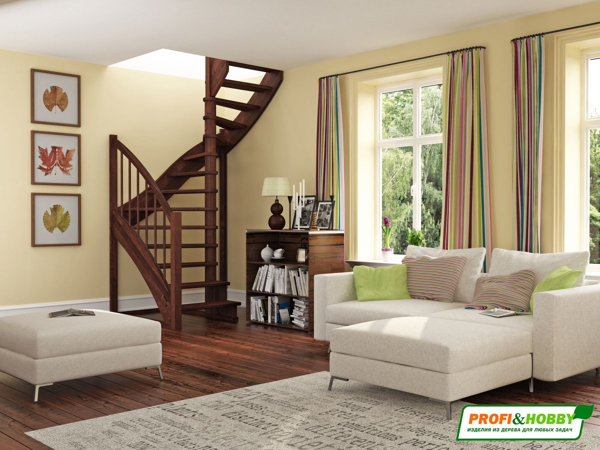 Кладовая под лестницей в частном доме с дверью