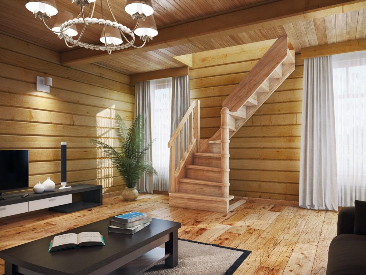 Лестница из клееного бруса