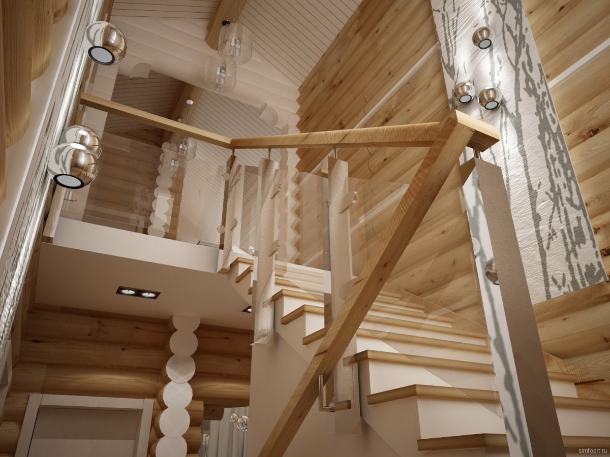 Прихожая в деревянном доме из бруса