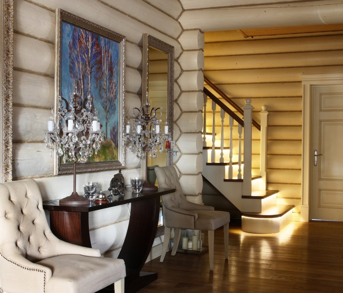 Интерьер сруба в современном стиле