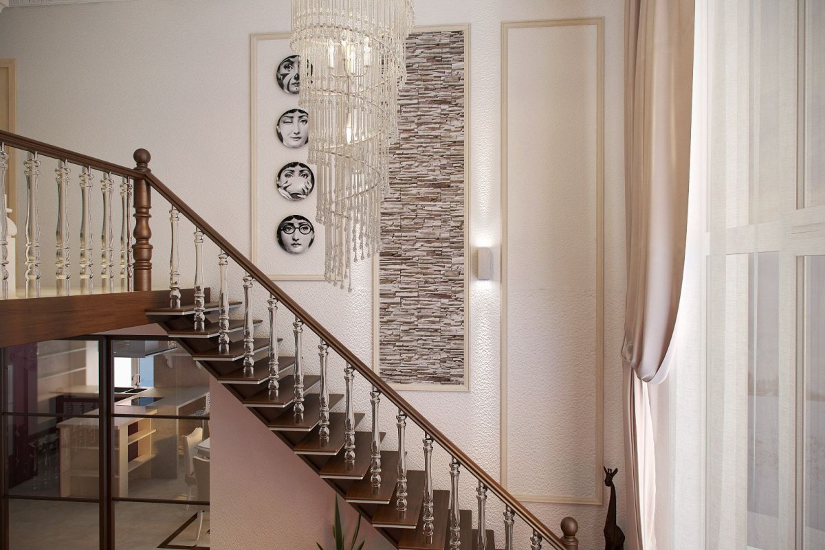 Камень в интерьере лестницу Неоклассика