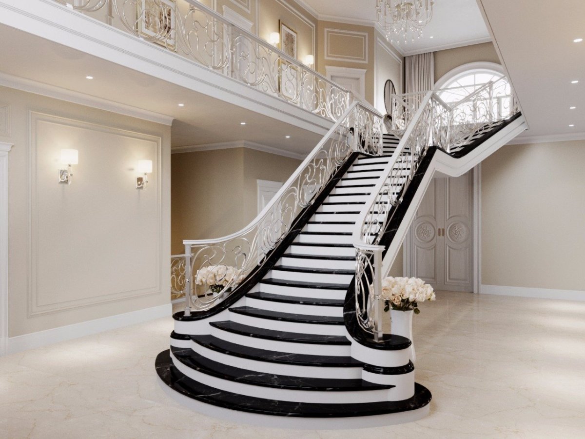 Оптимальные деревянные лестницы на 2 этаж посередине комнаты