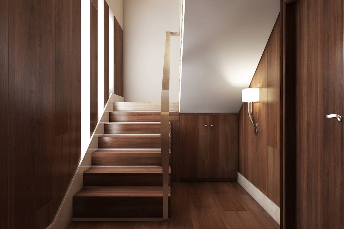 Стеновые панели в зоне лестницы