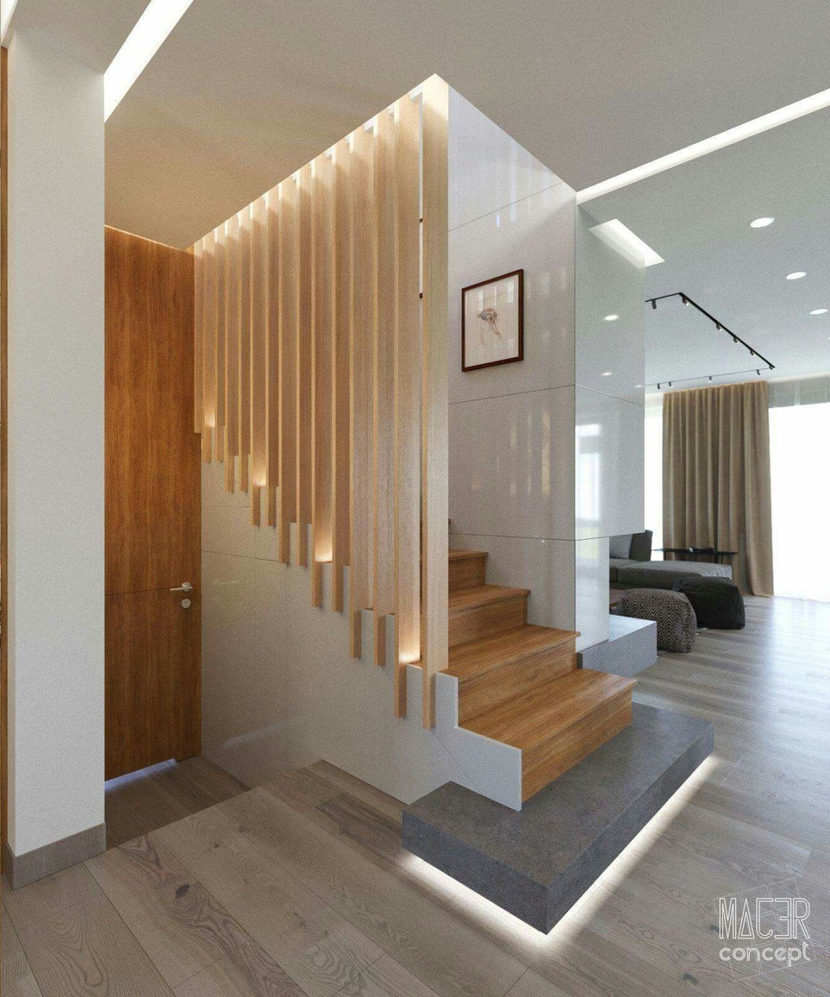 Деревянные перегородки для лестницы