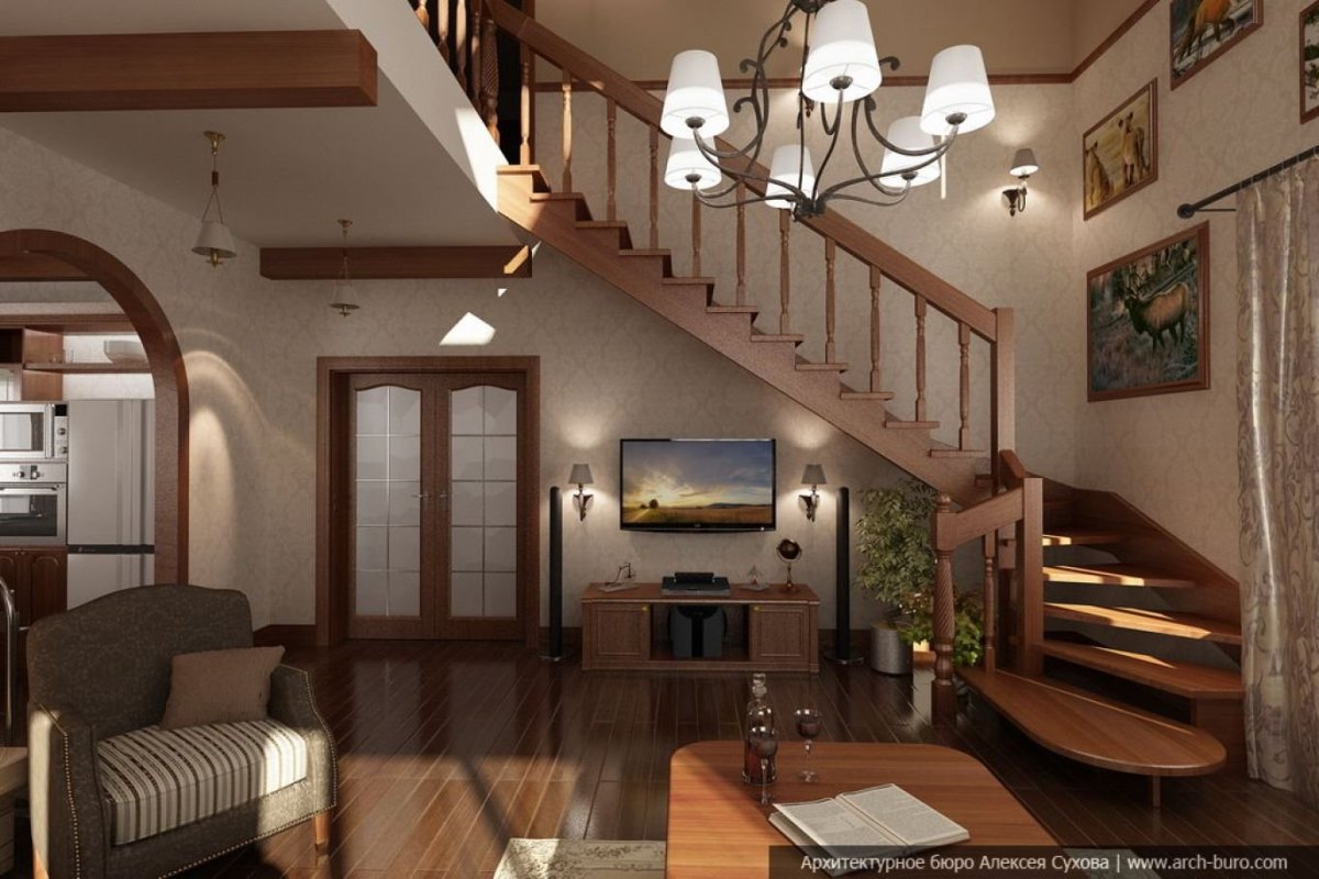 Интерьер двухэтажного коттеджа