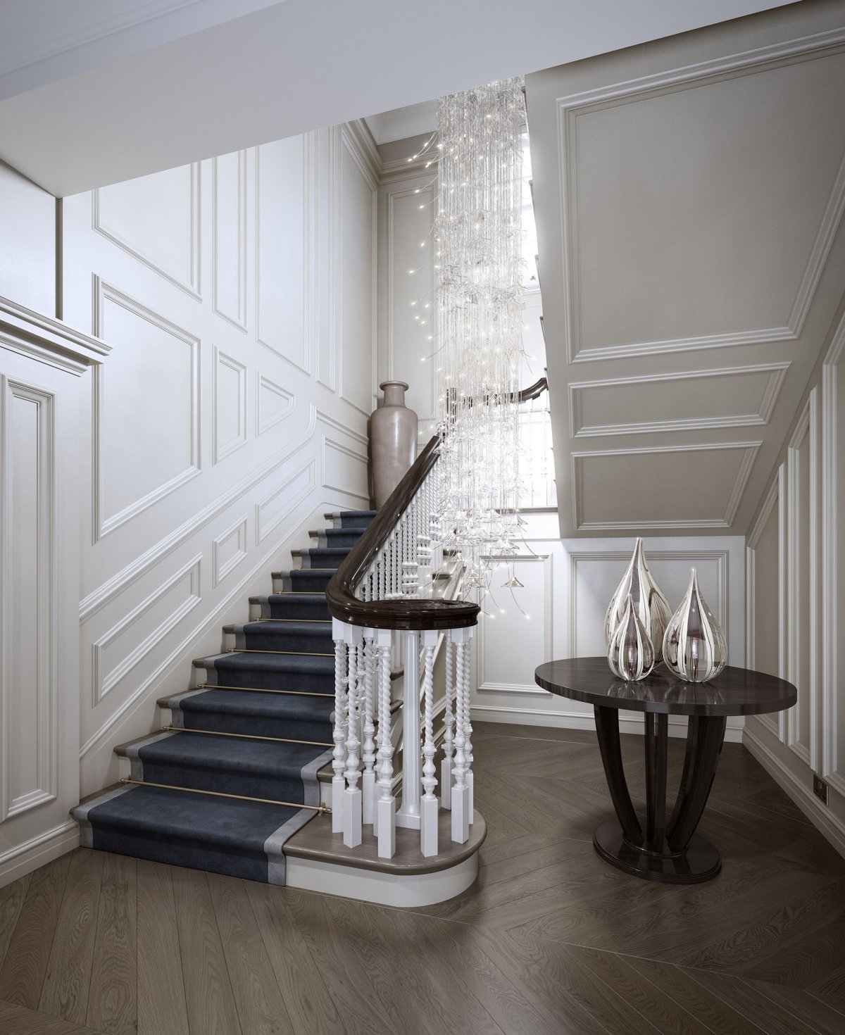 Молдинги в интерьере лестницы