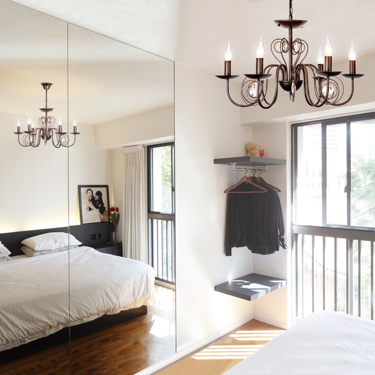 Две люстры в спальне