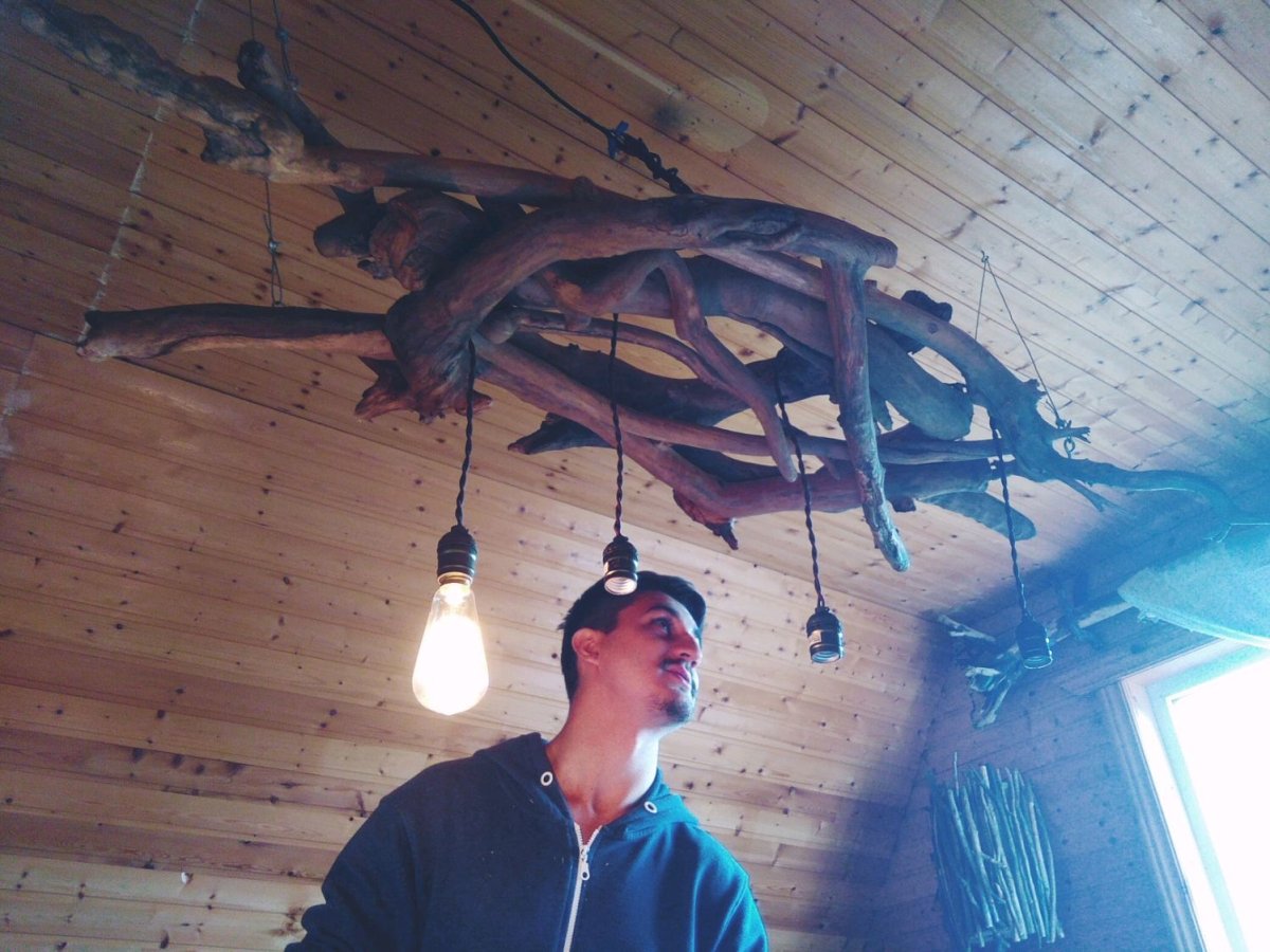 Люстра из ветки дерева