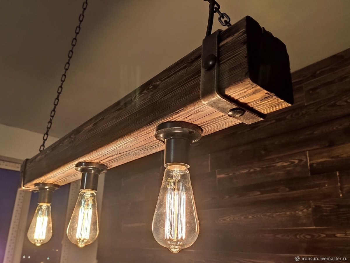 Люстра из дерева в стиле лофт 100на100