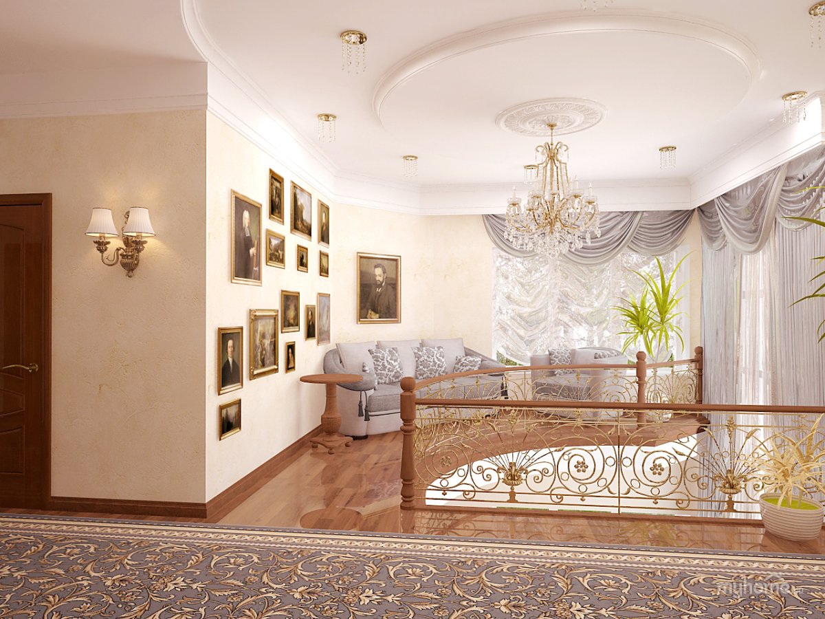 Интерьер холла с высотой потолка 2,8 м