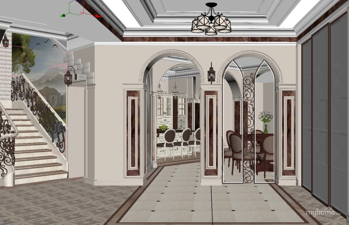 Интерьер холла в частном доме