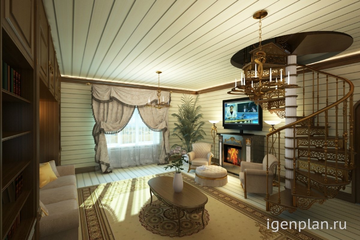 Люстра в гостиную в деревянном доме