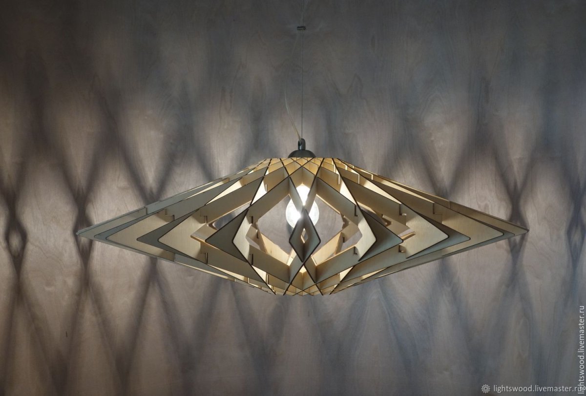 Люстры и светильники из фанеры