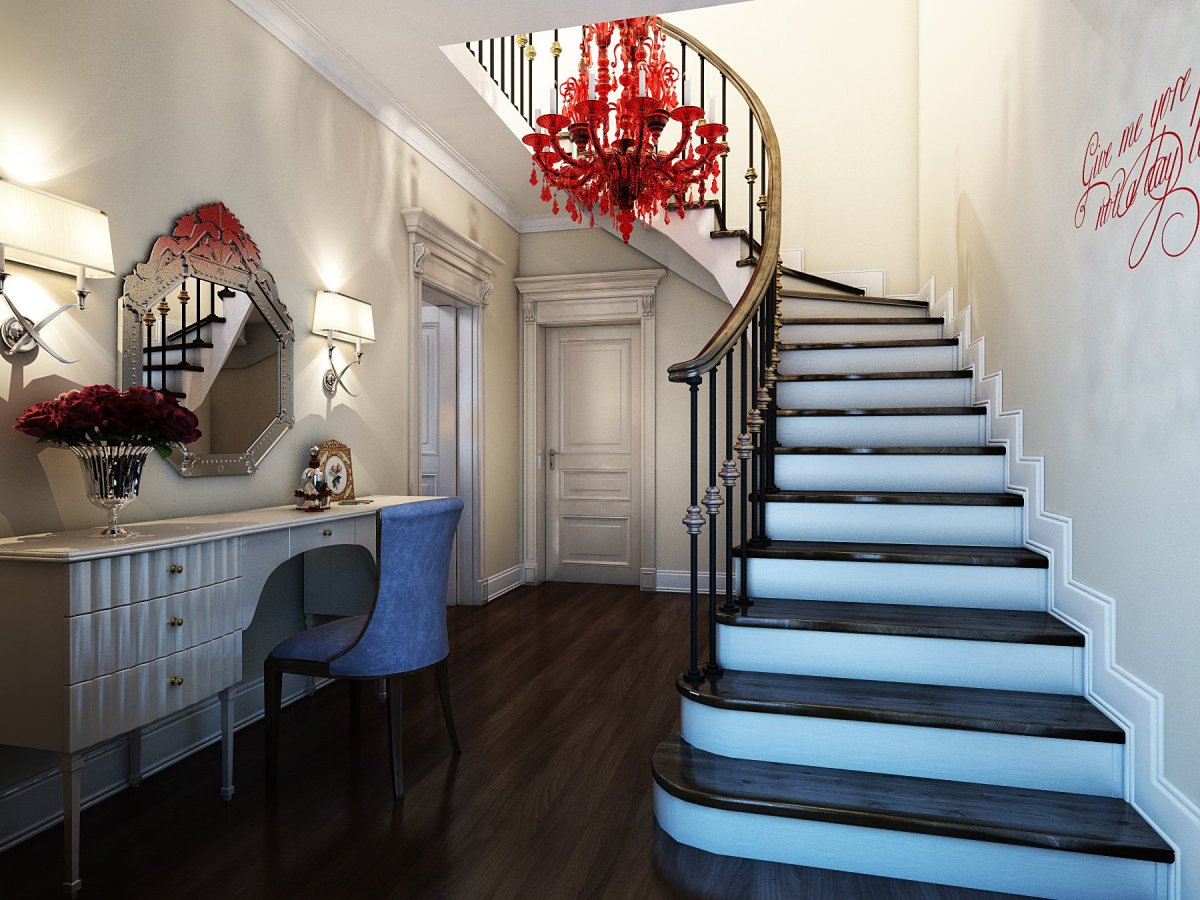 Штора на лестничный пролет в современном стиле