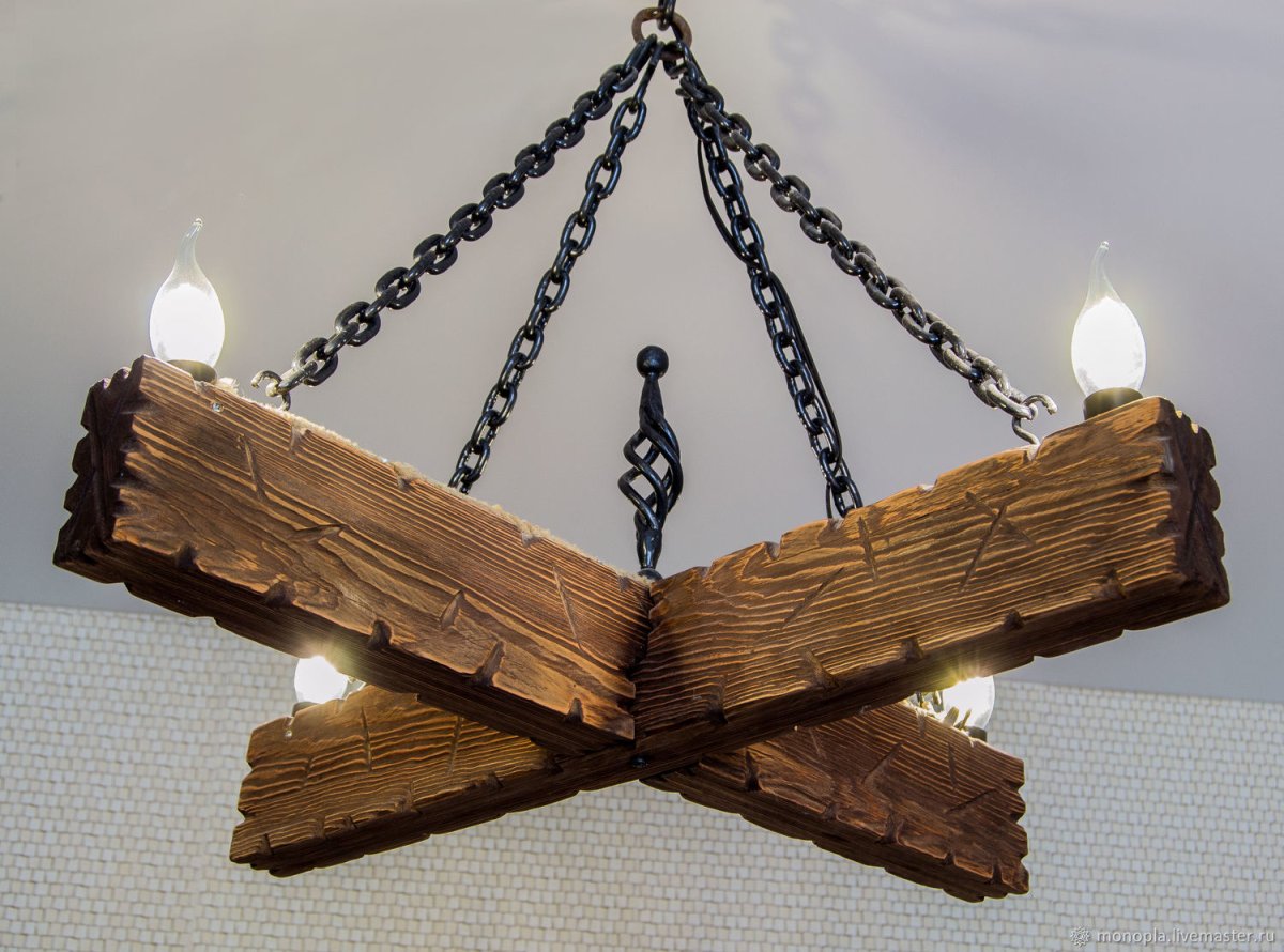 Деревянный светильник лофт