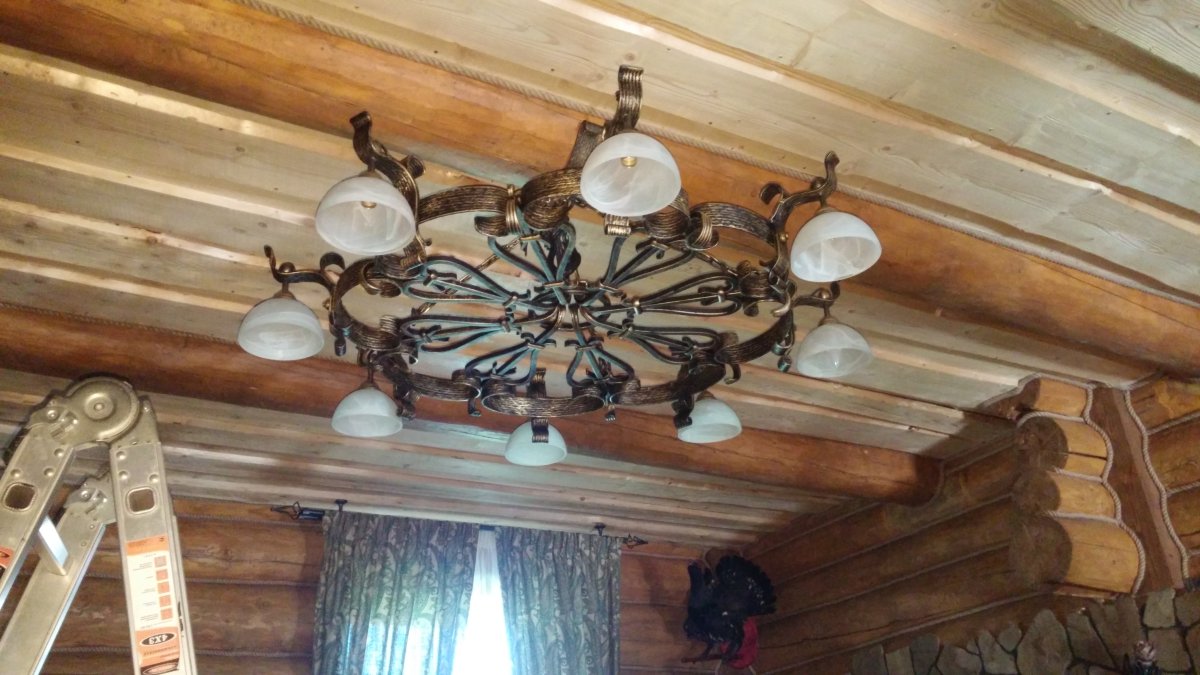 Кованная люстра в интерьере