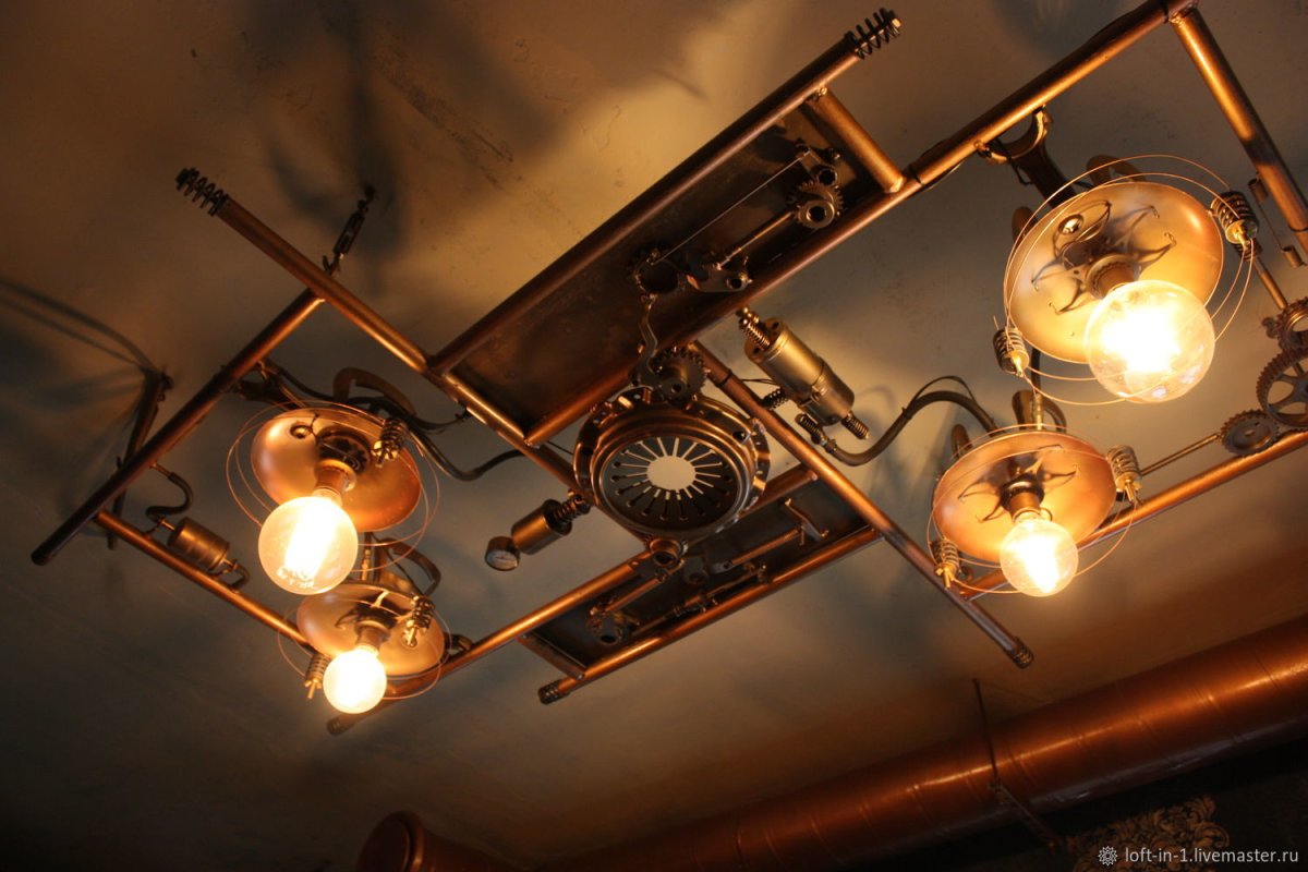 Лофт люстра из слэба