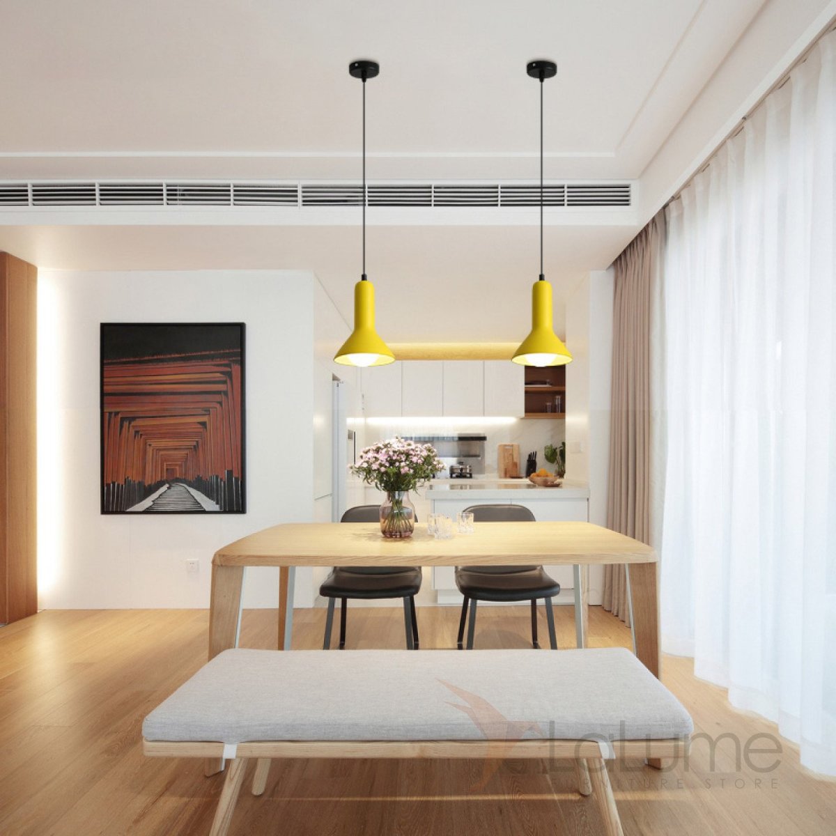 Светильники над кухонным столом