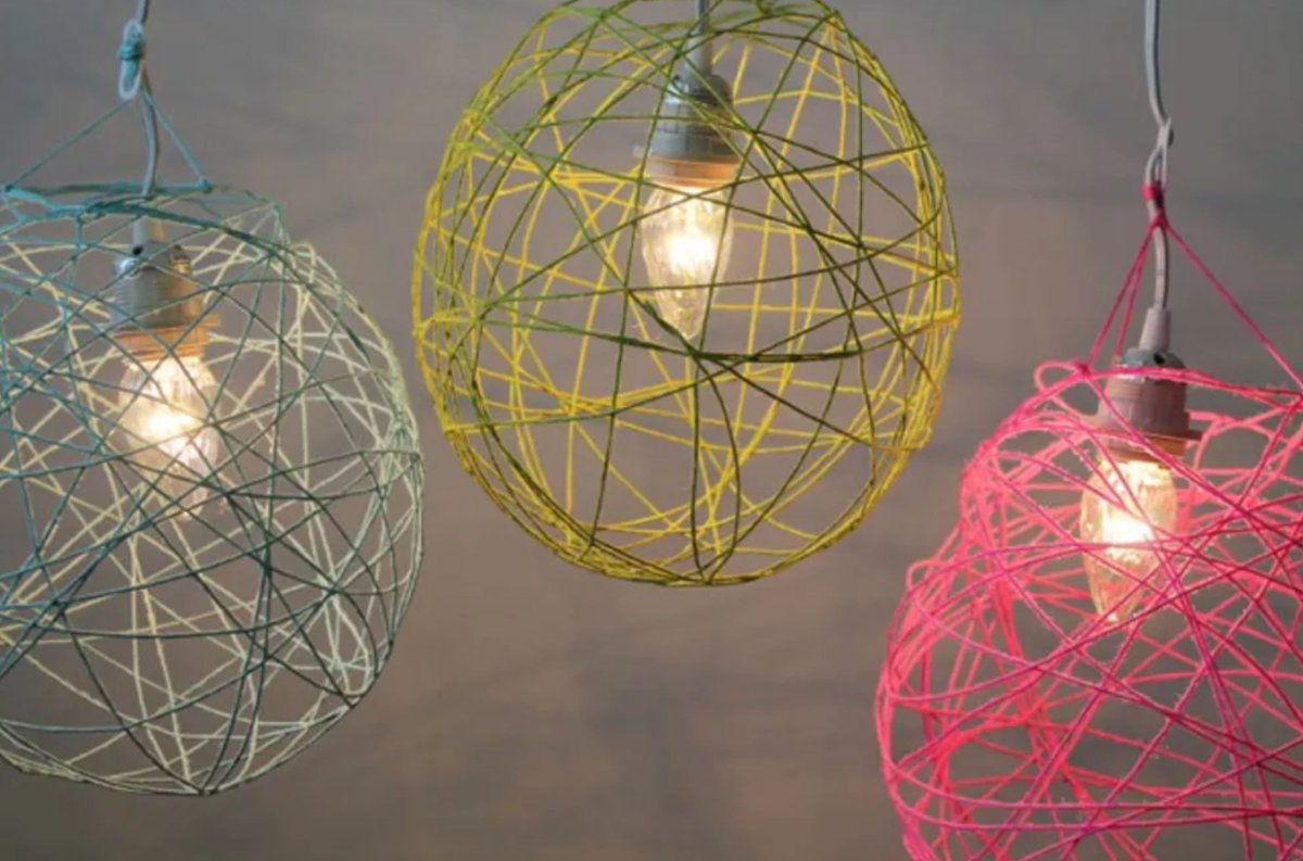 Абажур из ниток и клея ПВА