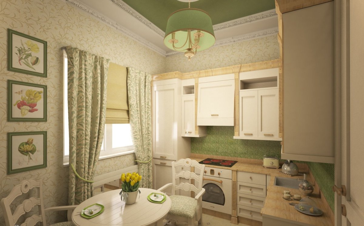 Интерьер квадратной кухни 10