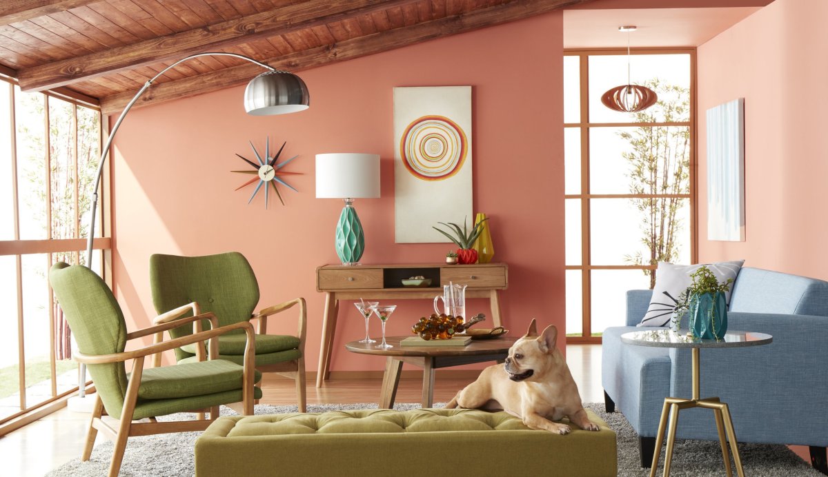 Mid Century Modern столовая- гостиная