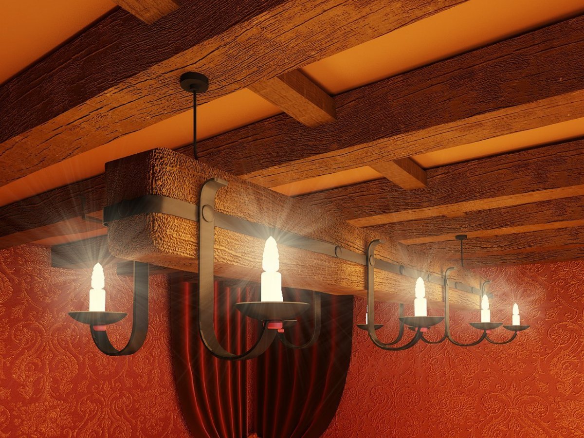 Светильники на потолок с балками