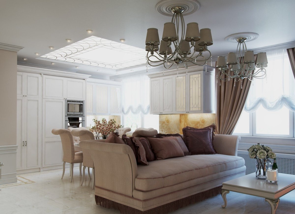 Классические люстры для гостиной в интерьере