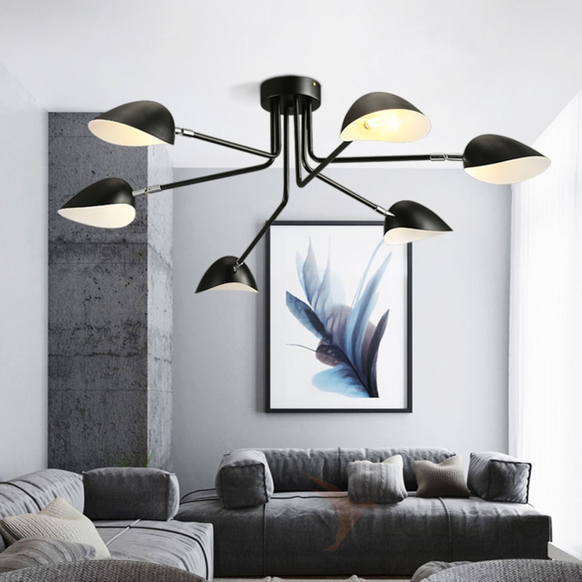 Люстра черная Скандинавский стиль