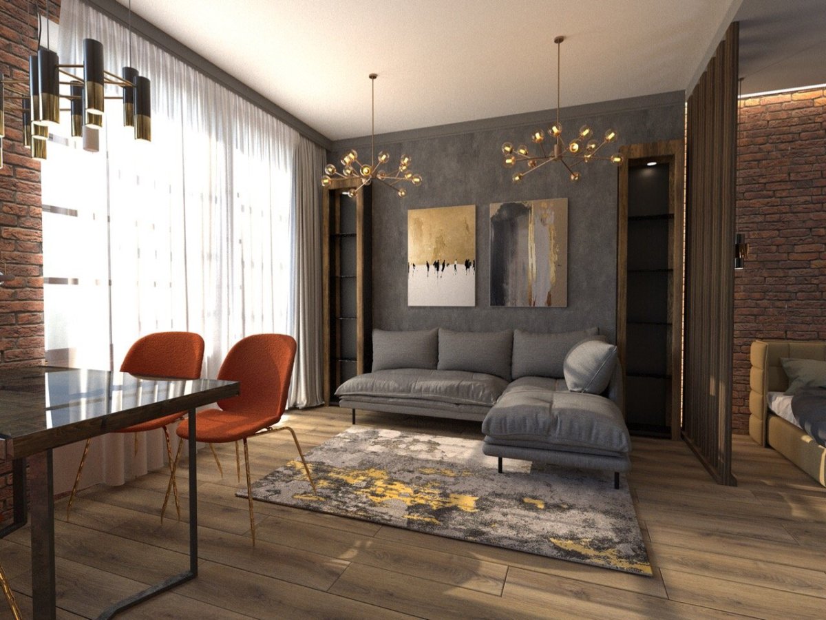 Проекты квартир в стиле лофт 52 кв. м