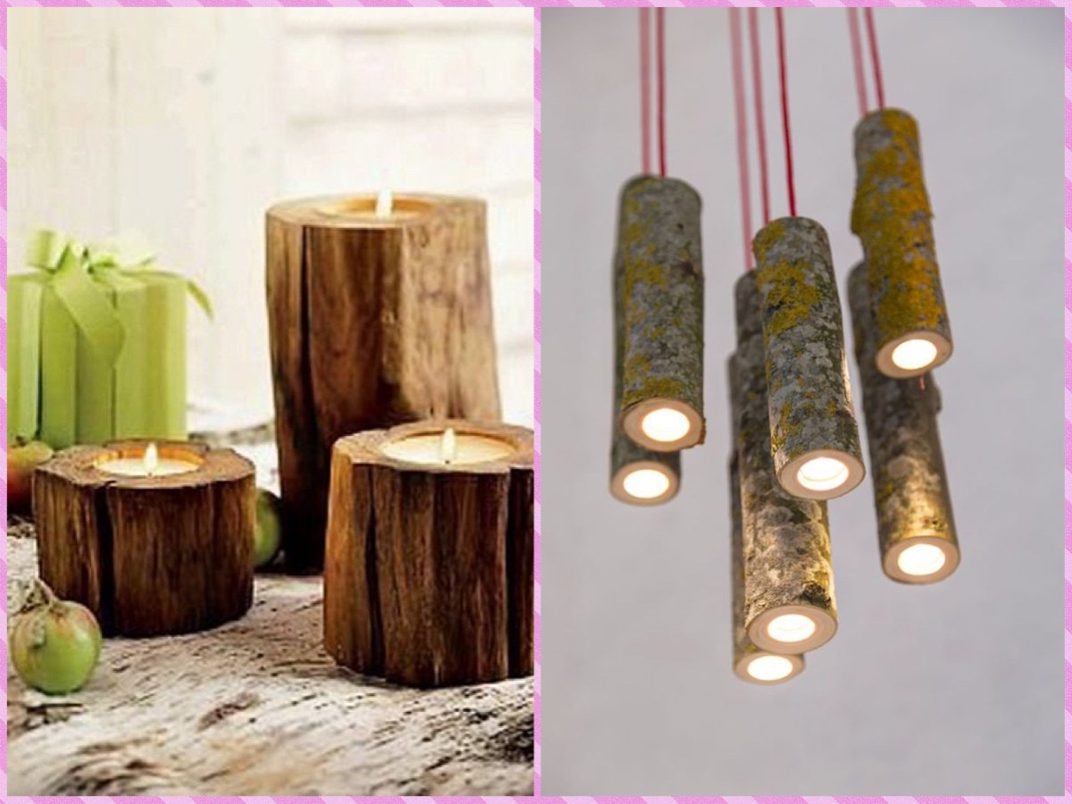 Отделка спилами дерева