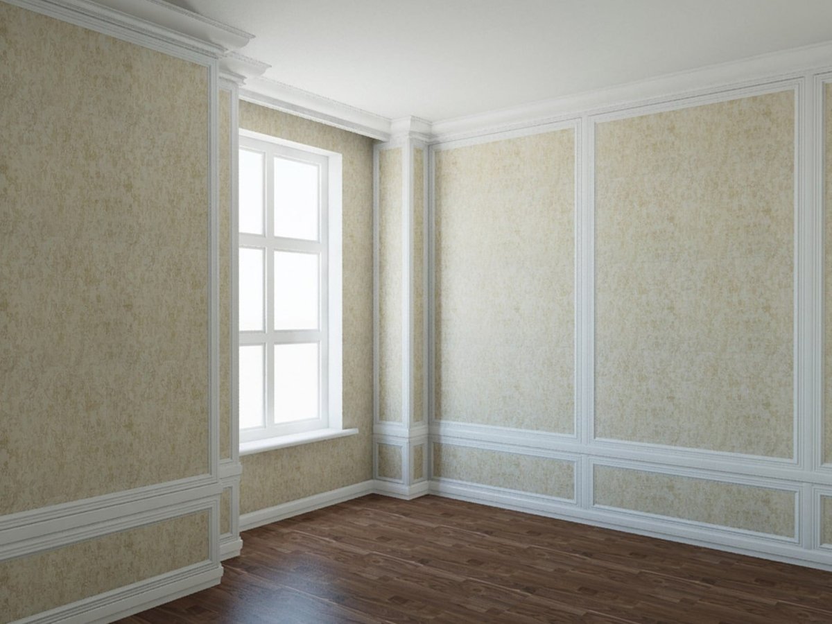 Стена с молдингами без мебели