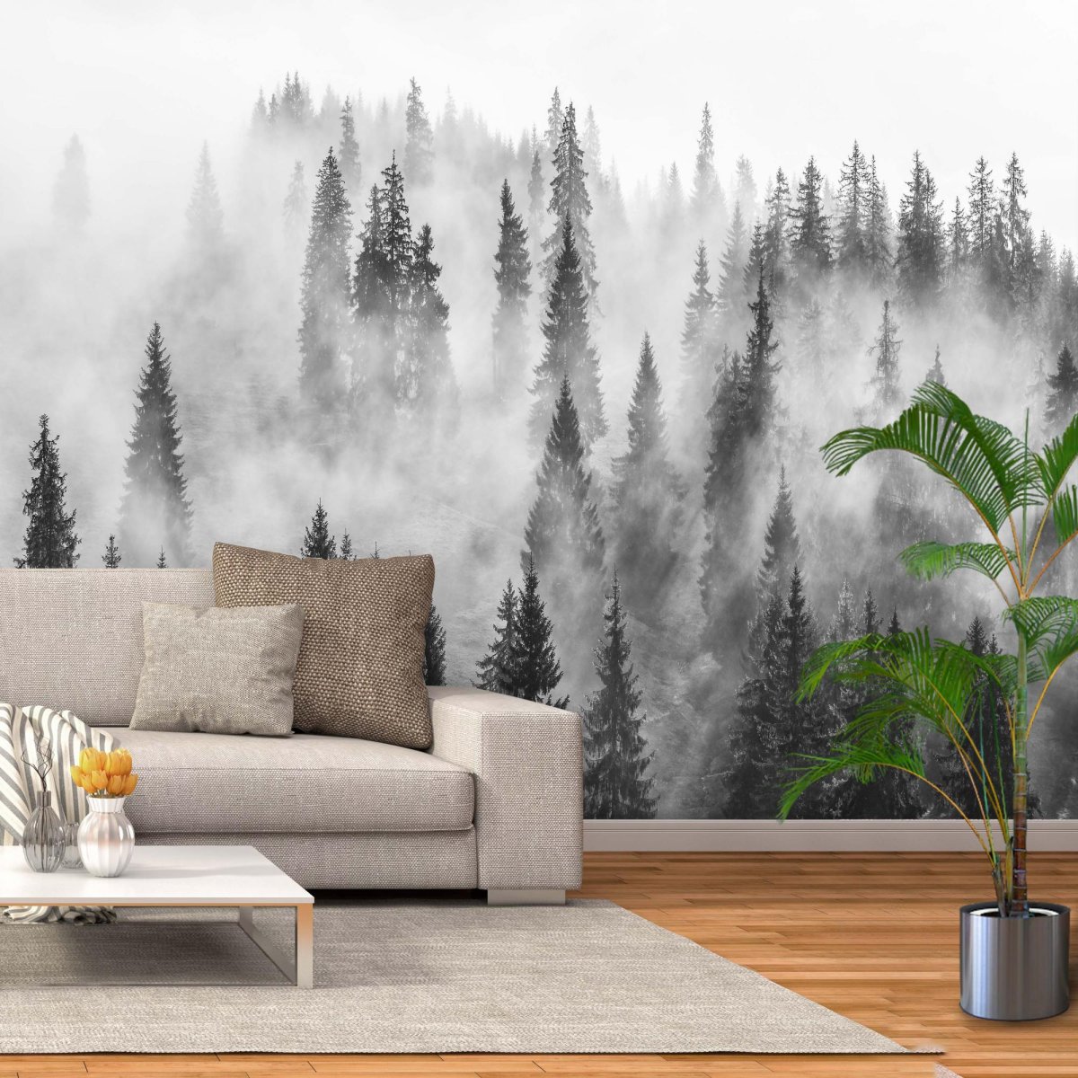 Фотообои флизелиновые туманный лес