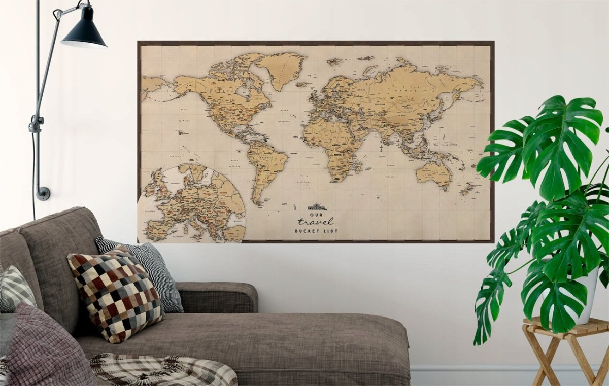 Географические карты в интерьере